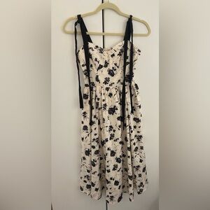 SHEIN Black and Cream Floral Midi Dress